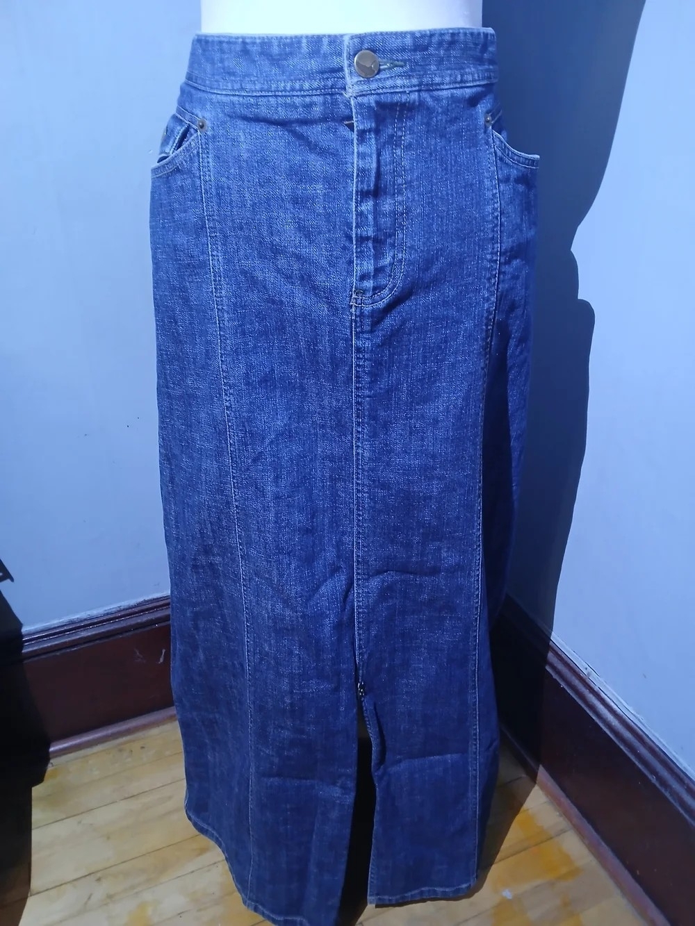 Classic Blue Denim Maxi Skirt - Women Jeans